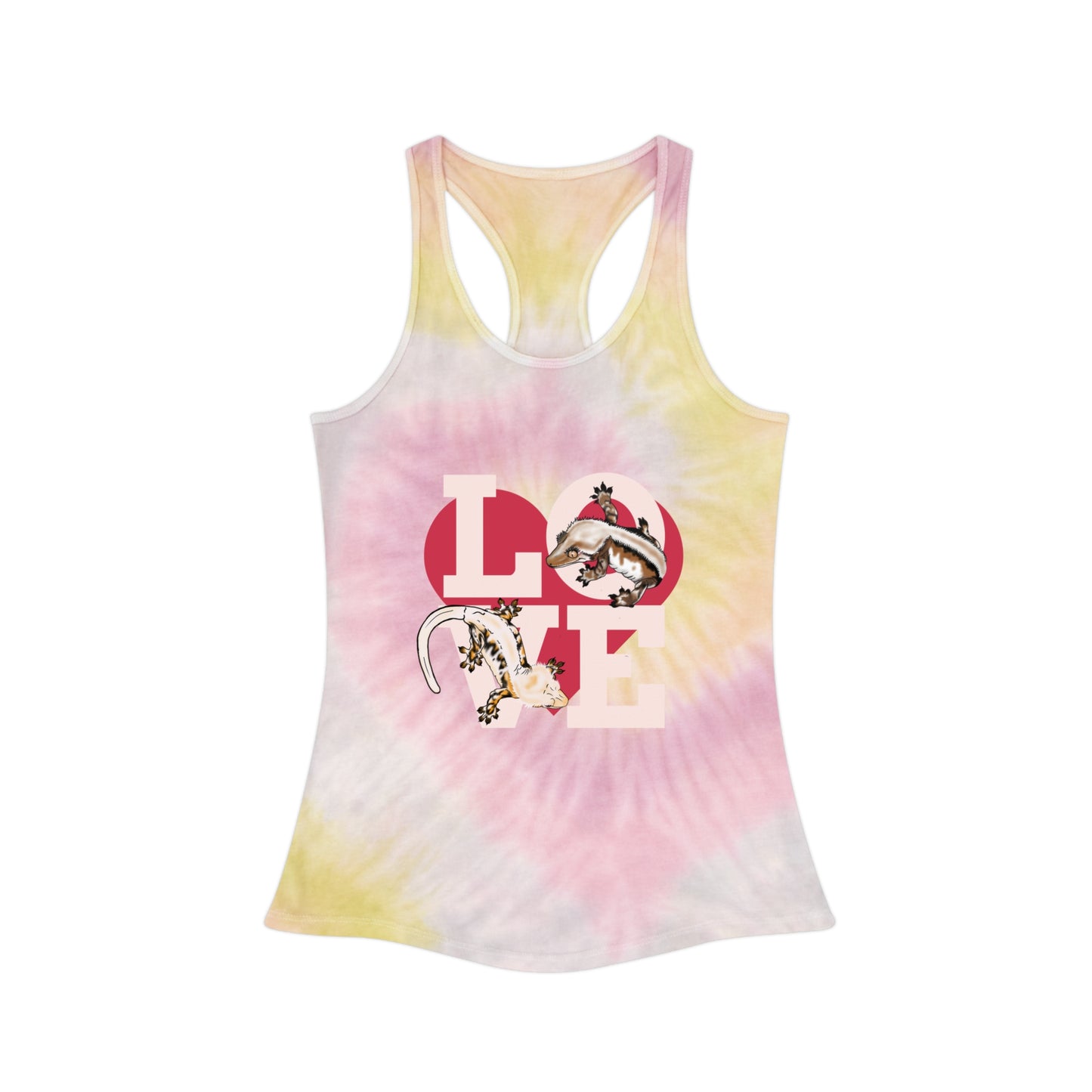 Extreme Love Crested Gecko Tie Dye Racerback Tank Top
