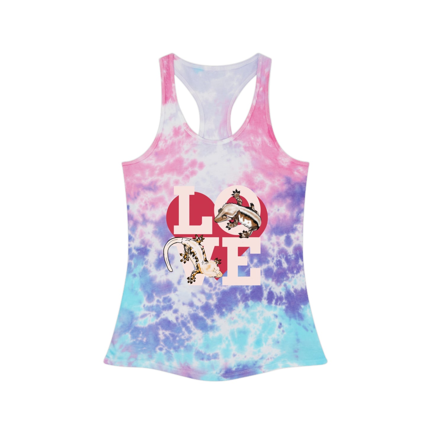 Extreme Love Crested Gecko Tie Dye Racerback Tank Top