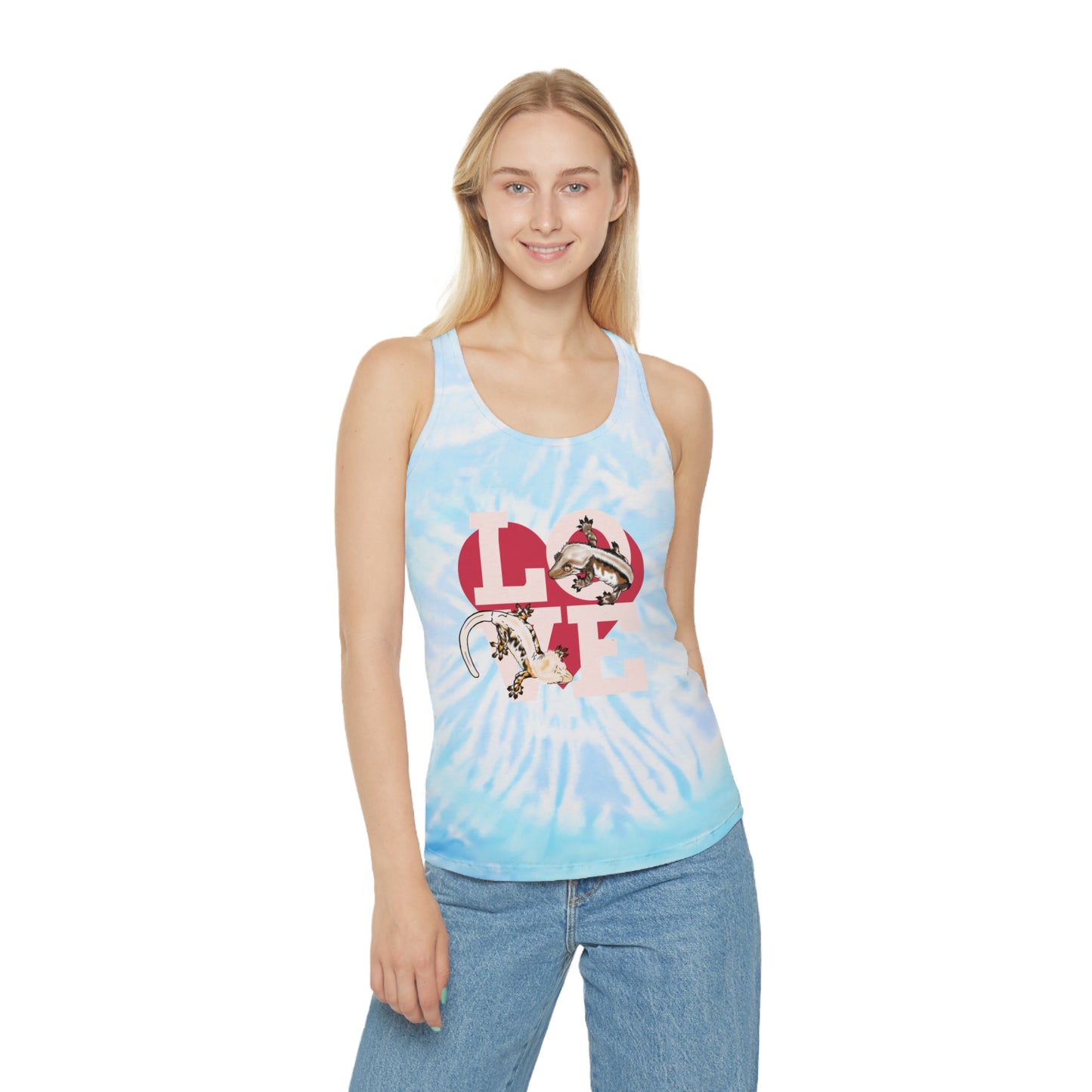 Extreme Love Crested Gecko Tie Dye Racerback Tank Top