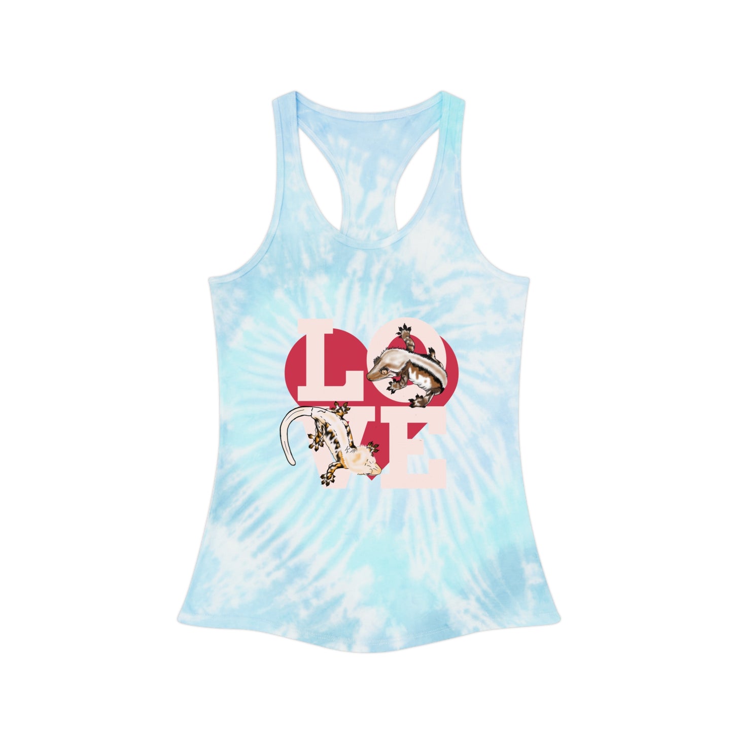 Extreme Love Crested Gecko Tie Dye Racerback Tank Top