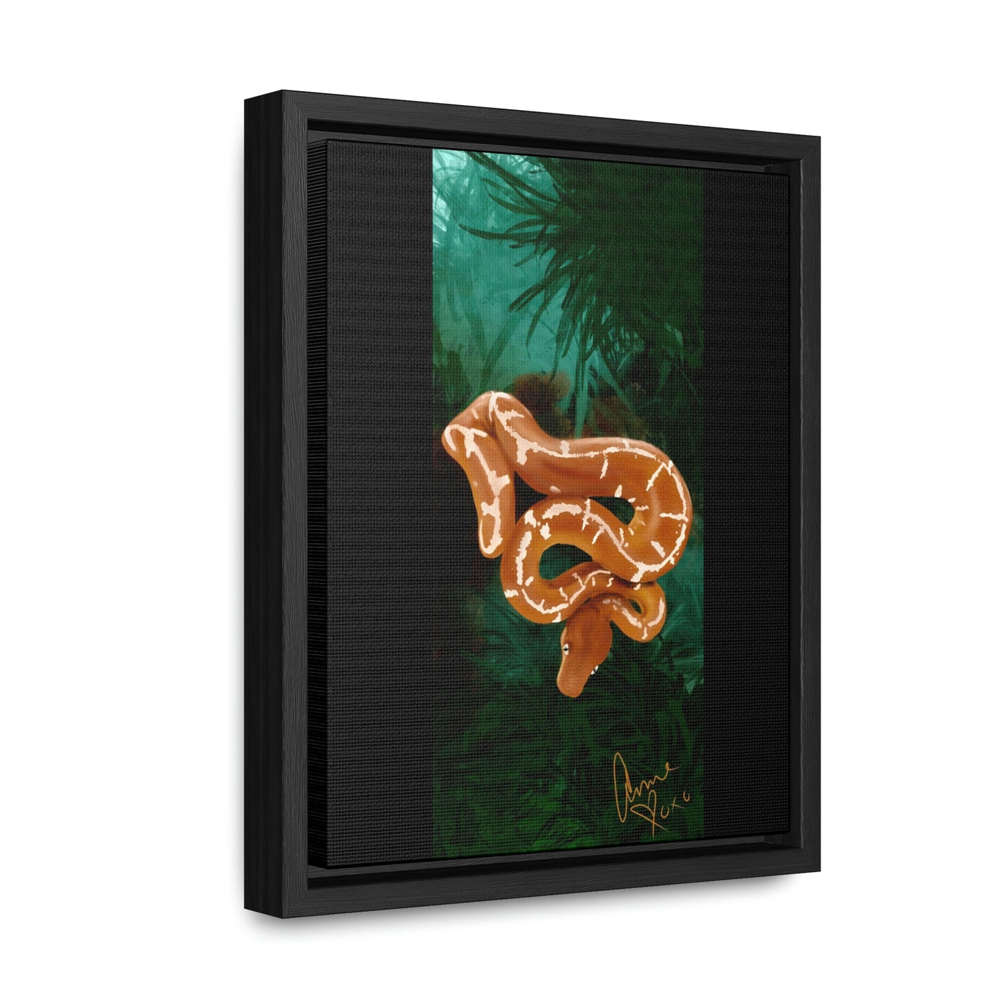 Emerald Tree Boa "Glow" Framed on Gallery Canvas