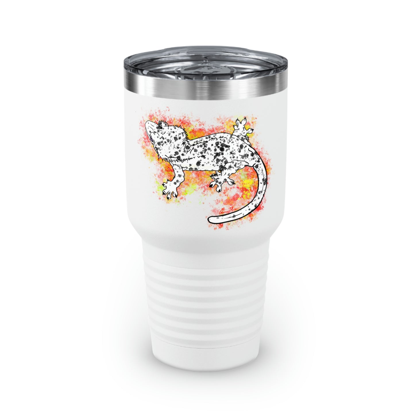 Super Dalmatian Crested Gecko Ringneck Tumbler, 30oz