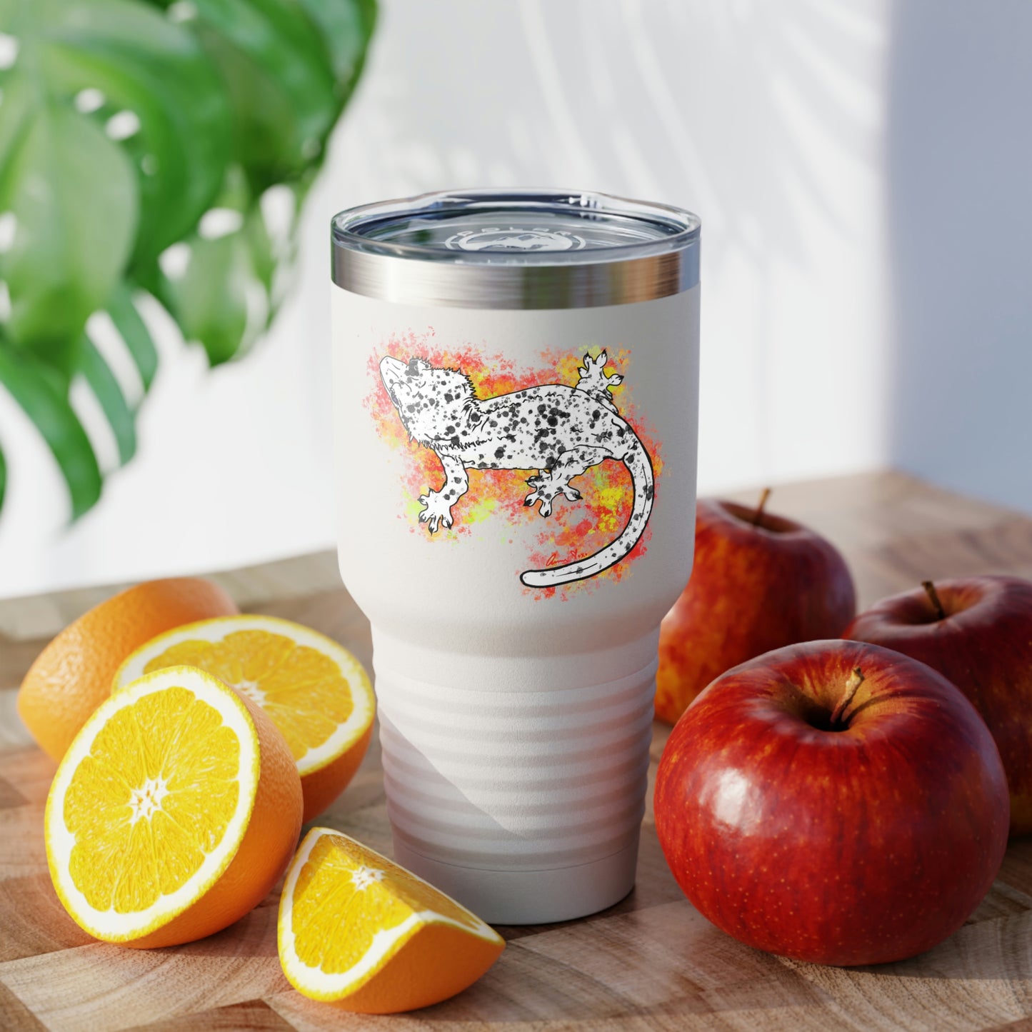 Super Dalmatian Crested Gecko Ringneck Tumbler, 30oz