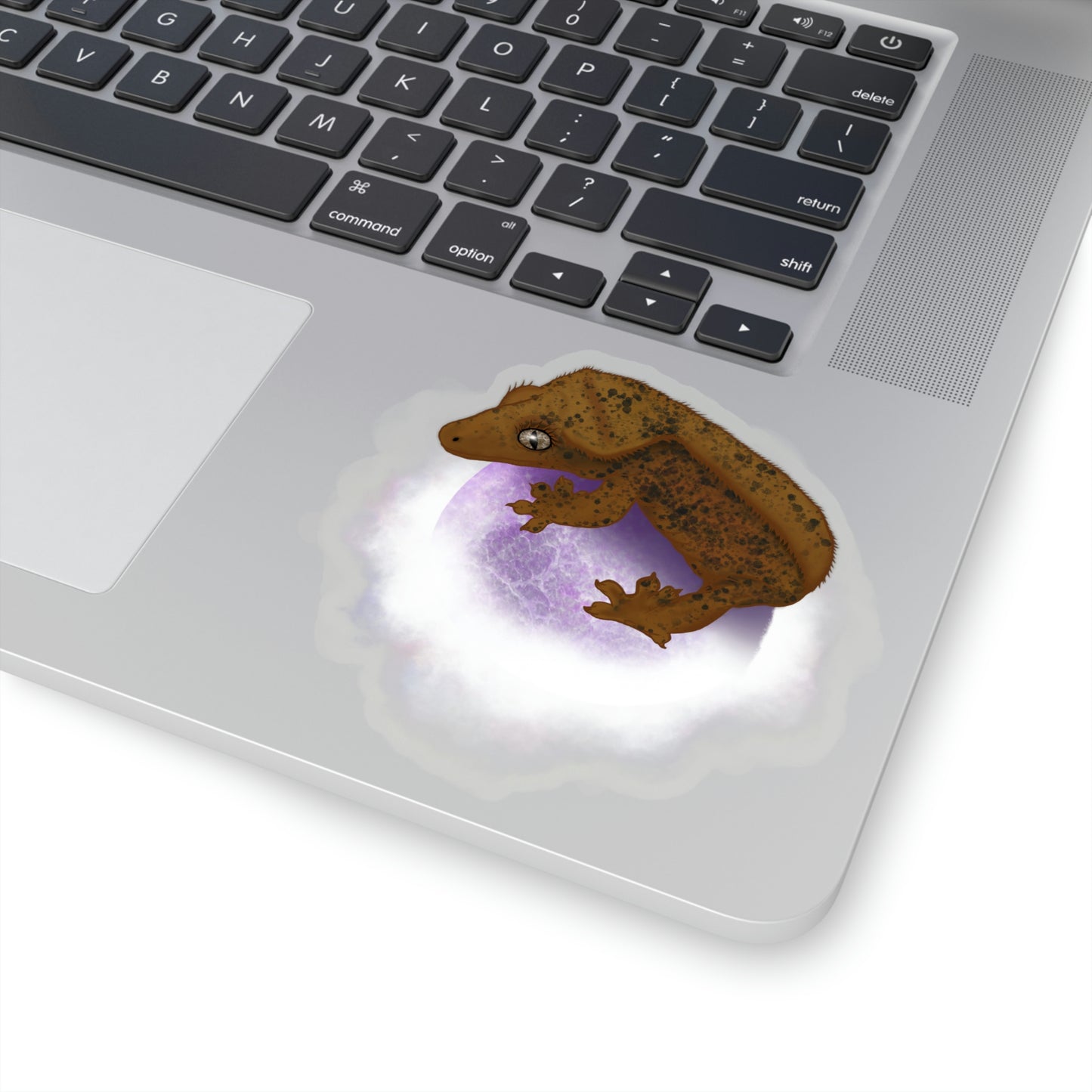 Crested Gecko on Amethyst Sphere Sticker