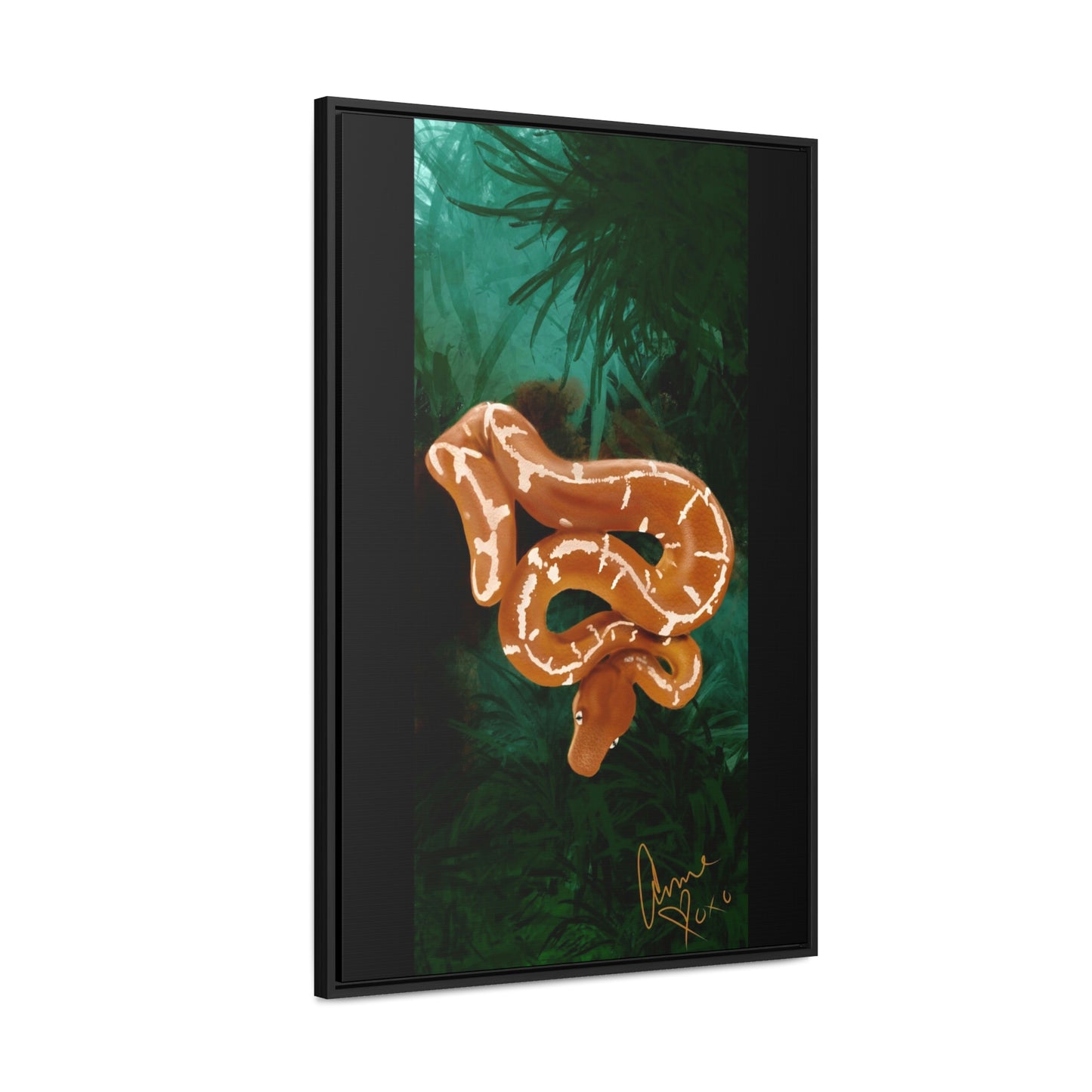 Emerald Tree Boa "Glow" Framed on Gallery Canvas