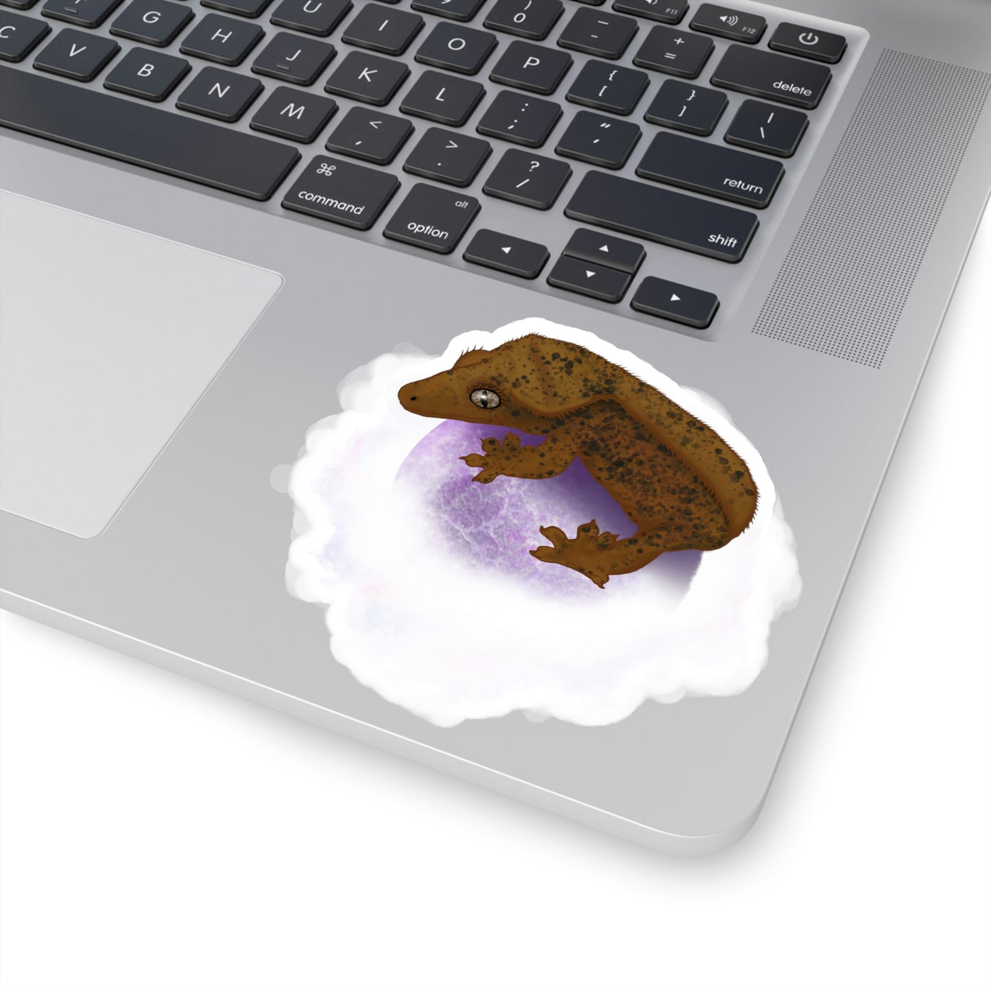 Crested Gecko on Amethyst Sphere Sticker