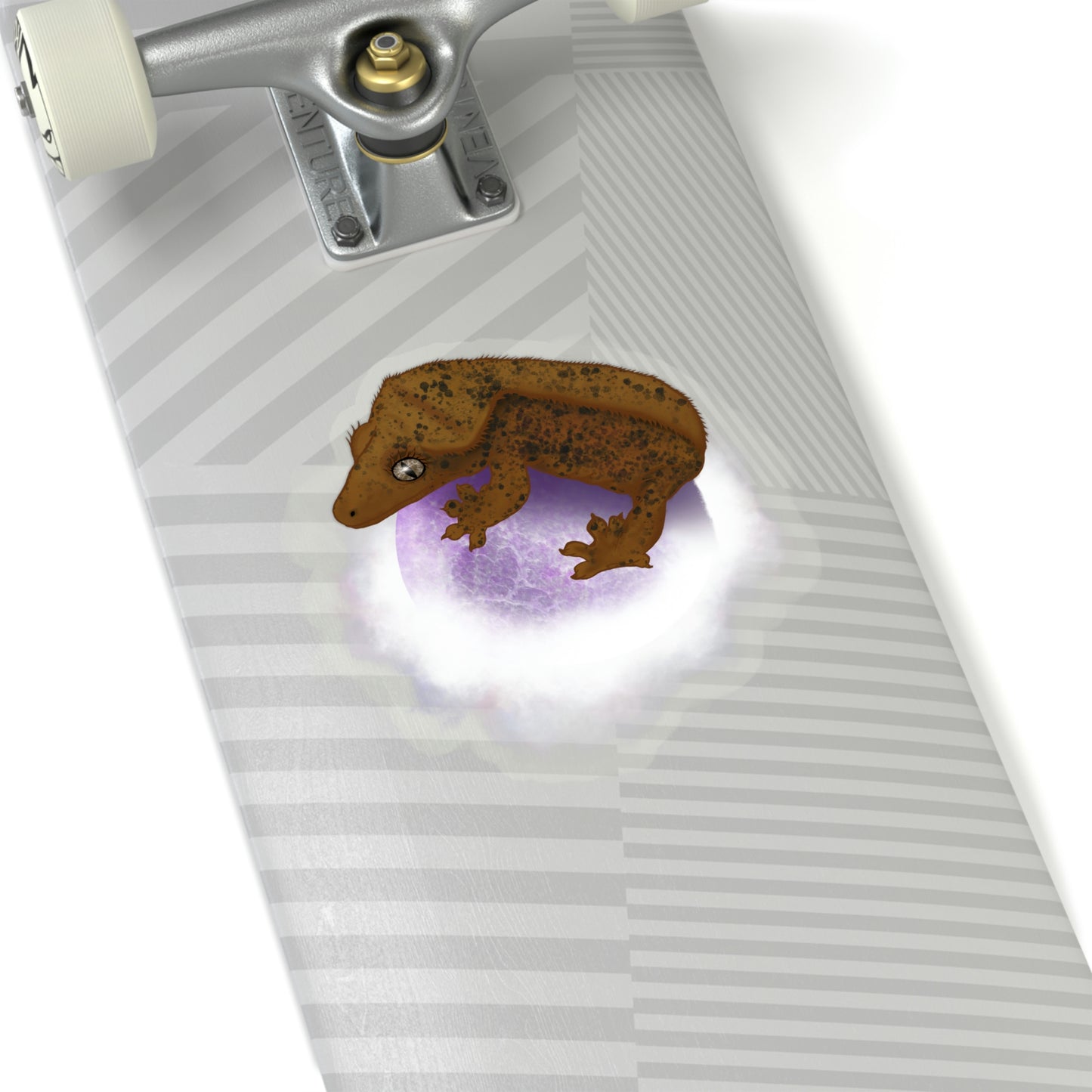 Crested Gecko on Amethyst Sphere Sticker