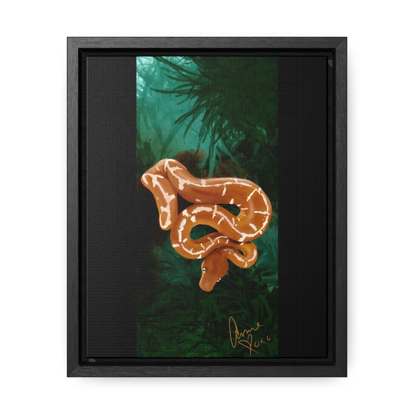 Emerald Tree Boa "Glow" Framed on Gallery Canvas