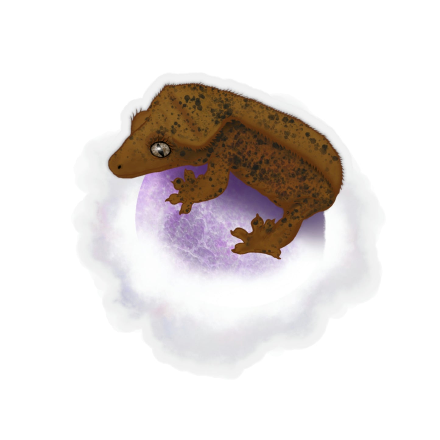 Crested Gecko on Amethyst Sphere Sticker