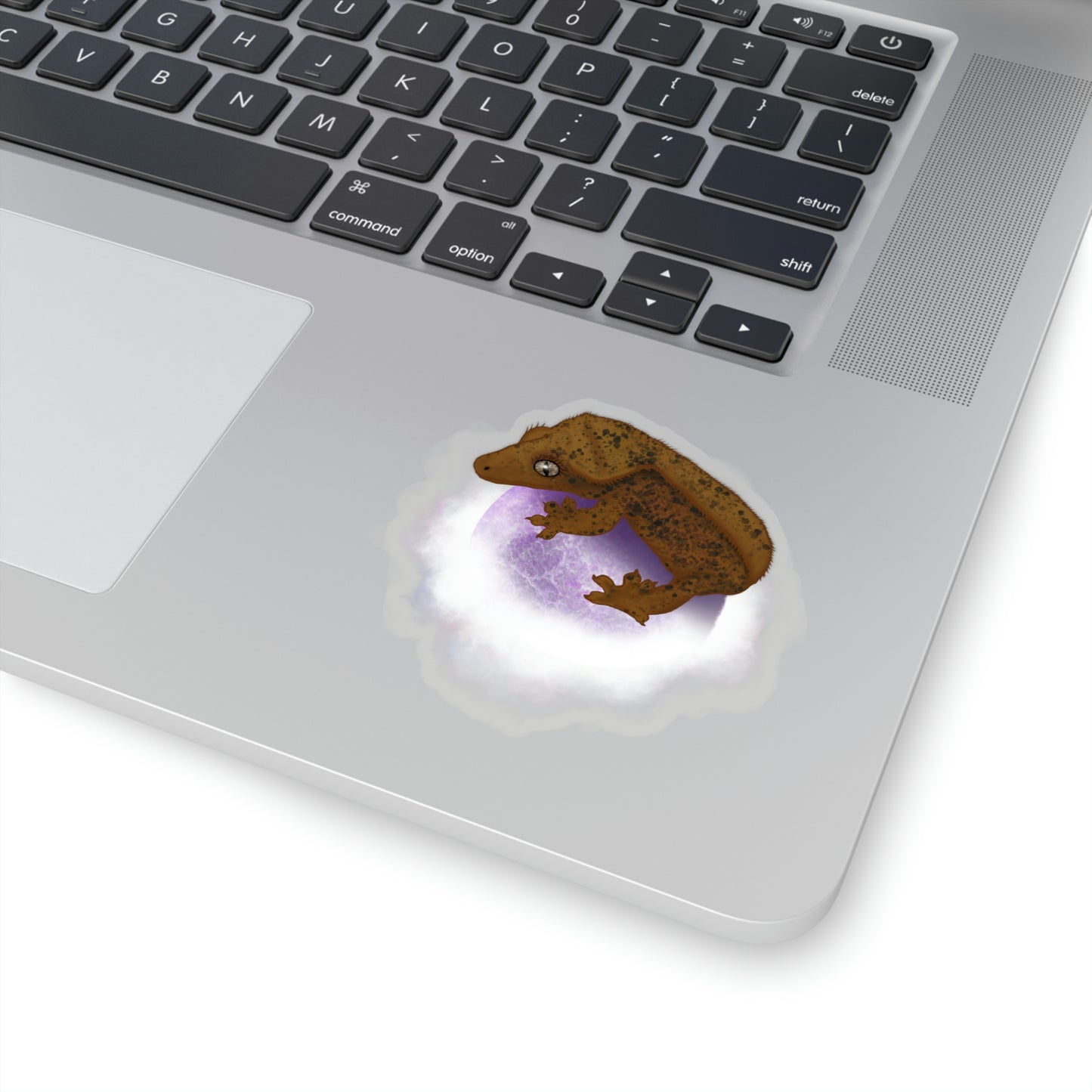 Crested Gecko on Amethyst Sphere Sticker