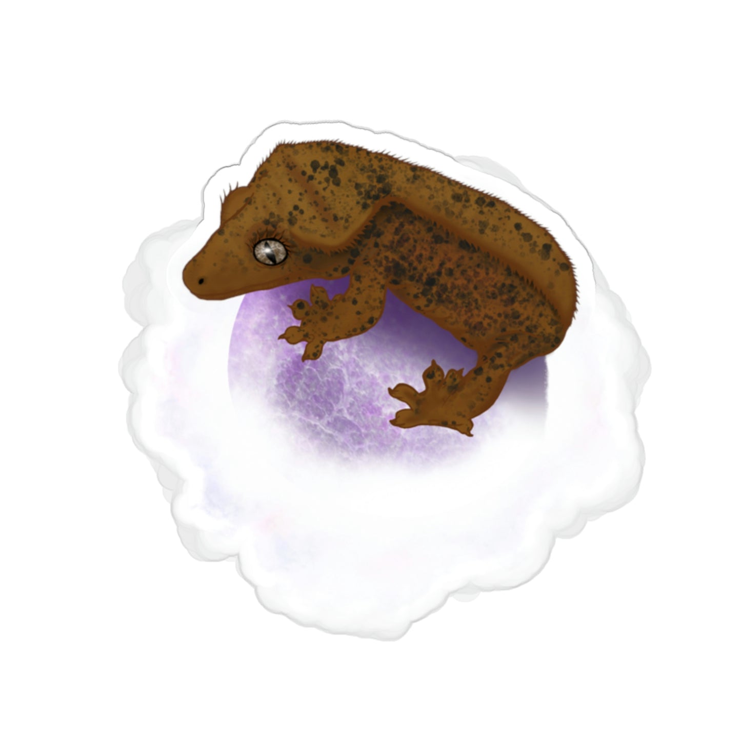 Crested Gecko on Amethyst Sphere Sticker