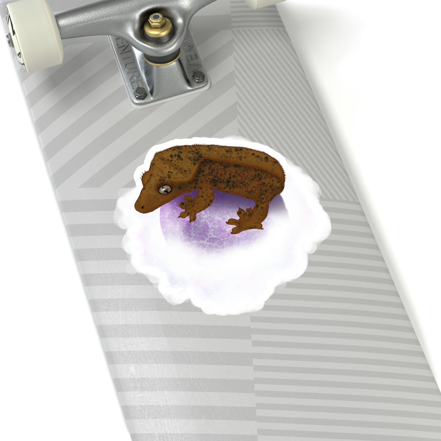 Crested Gecko on Amethyst Sphere Sticker